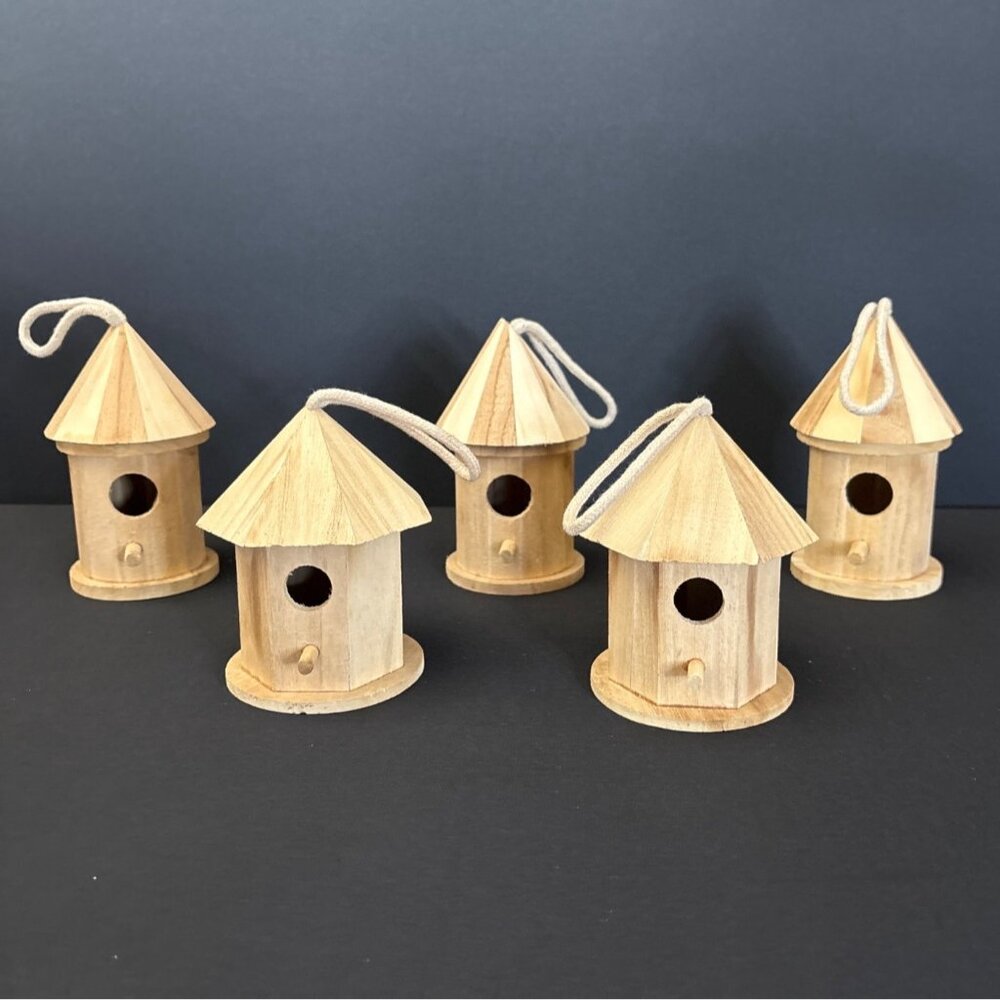 Birdhouse Ornaments Bird House Mini Wooden Hanging Wood Crafts Home Decor Gazebo - Picture 2 of 13